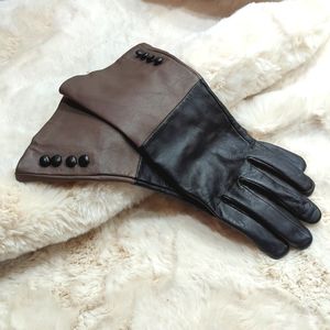 Leather Long Button Gloves